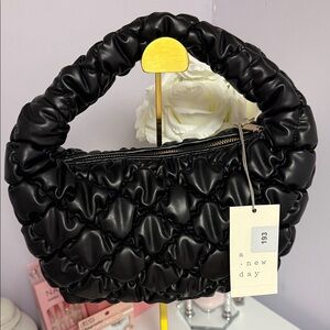 A New Day Black Ruched Shoulder Bag
